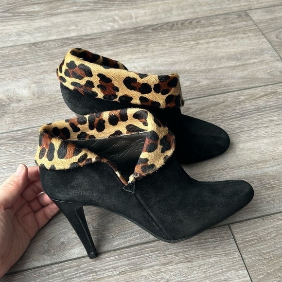 Talbots Leopard Print  Calf Hair High Hill Ankle Boot - Picture 2 of 14
